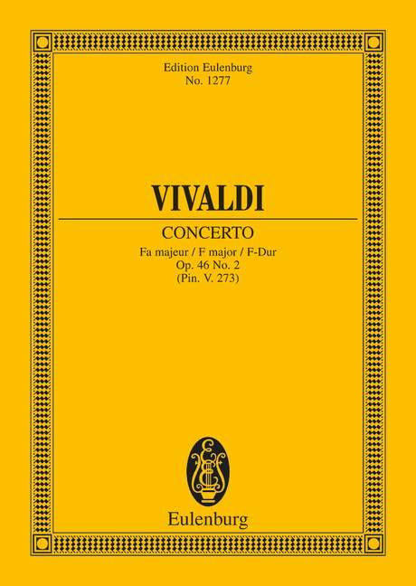 Vivaldi: Concerto F Major Opus 46/2 RV 569 / PV 273 (Study Score) published by Eulenburg